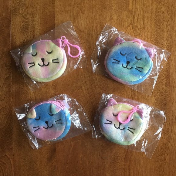 Tie-dye plush cat coin pouches NWT - Picture 4 of 7
